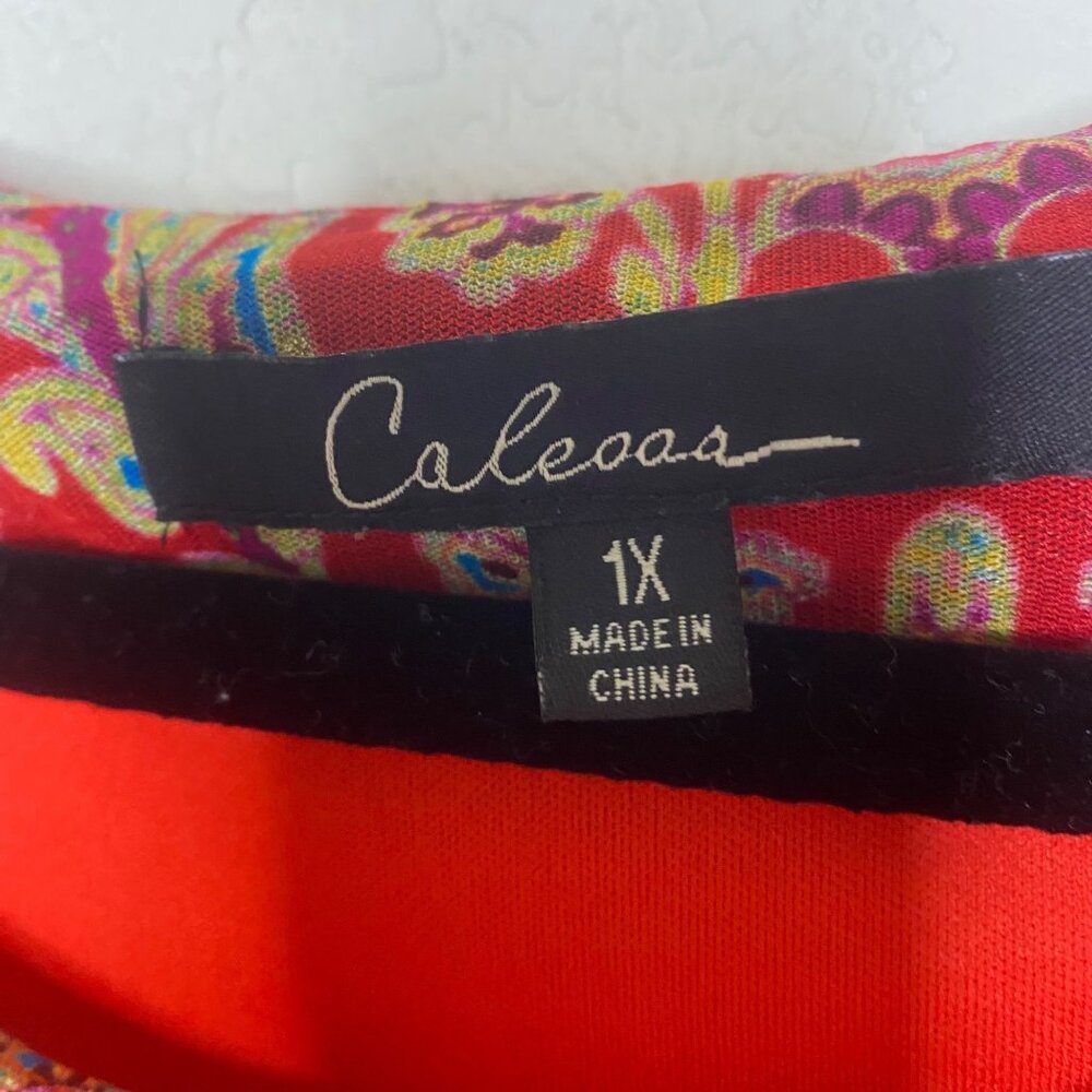 Caleoas Elegant Multicolor Paisley Women's Top, Like New - Picture 2 of 12